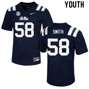 Youth Ole Miss Rebels Demarcus Smith #58 Embroidery Navy Jerseys 591076-214