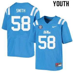 Youth Ole Miss Rebels Demarcus Smith #58 Stitch Powder Blue Jersey 668179-336
