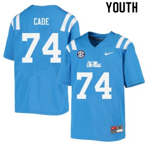 Youth Ole Miss Rebels Erick Cade #74 Football Powder Blue Jerseys 539753-535