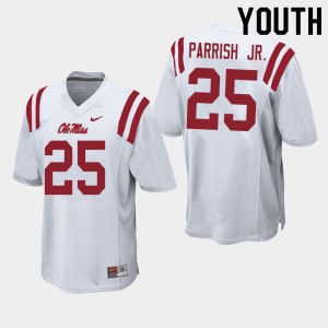 Youth Ole Miss Rebels Henry Parrish Jr. #25 High School White Jersey 997900-646