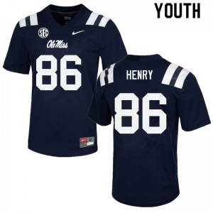 Youth Ole Miss Rebels JJ Henry #86 Navy College Jerseys 722210-649
