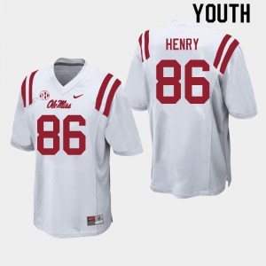 Youth Ole Miss Rebels JJ Henry #86 Official White Jerseys 526969-213