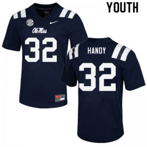 Youth Ole Miss Rebels Jaden Handy #32 Stitched Navy Jersey 954467-337
