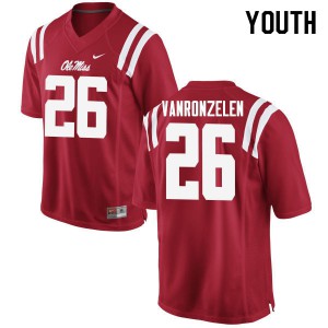 Youth Ole Miss Rebels Jake VanRonzelen #26 Red Stitched Jersey 373678-152