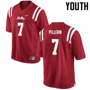 Youth Ole Miss Rebels Jason Pellerin #7 Red Embroidery Jersey 333490-627