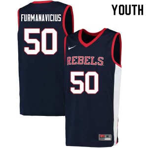 Youth Ole Miss Rebels Justas Furmanavicius #50 Stitch Navy Jersey 659146-188