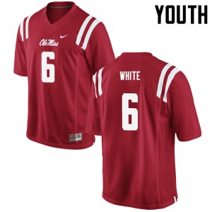 Youth Ole Miss Rebels Kam White #6 High School Red Jersey 800780-550