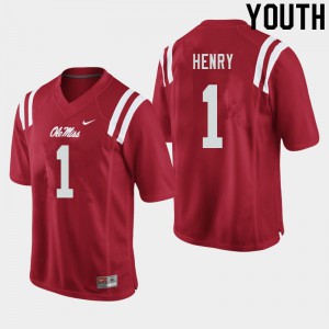 Youth Ole Miss Rebels Lakia Henry #1 Stitched Red Jerseys 740993-744