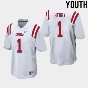 Youth Ole Miss Rebels Lakia Henry #1 Official White Jersey 102593-882
