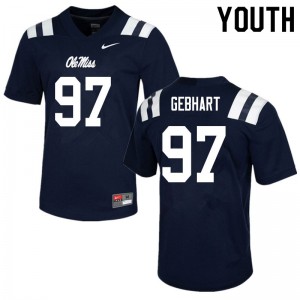 Youth Ole Miss Rebels Land Gebhart #97 Official Navy Jerseys 301144-493
