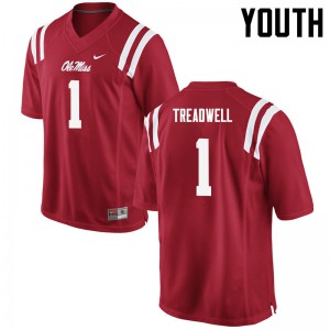 Youth Ole Miss Rebels Laquon Treadwell #1 Stitch Red Jerseys 519097-251