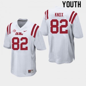 Youth Ole Miss Rebels Luke Knox #82 Football White Jersey 447636-603