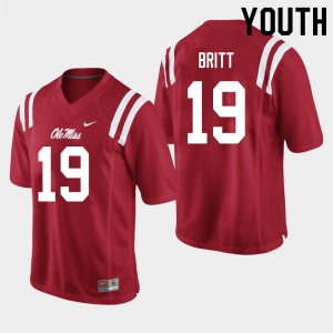 Youth Ole Miss Rebels Marc Britt #19 NCAA Red Jersey 504674-726