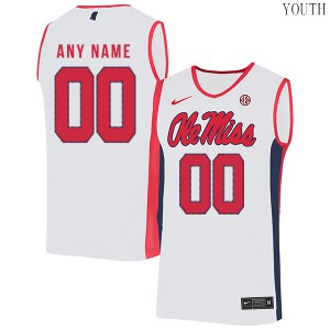 Youth Ole Miss Rebels Custom #00 Official White Jerseys 876432-519