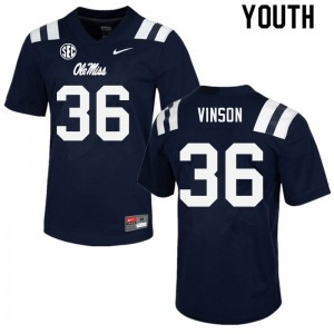 Youth Ole Miss Rebels Rayf Vinson #36 University Navy Jersey 460829-529