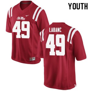 Youth Ole Miss Rebels Ryan Labanc #49 Red Stitched Jersey 853886-793