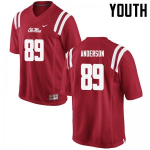 Youth Ole Miss Rebels Ryder Anderson #89 Red Stitch Jersey 312242-388