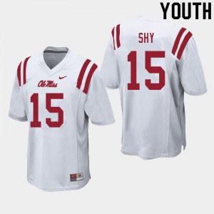 Youth Ole Miss Rebels Sellers Shy #15 White Football Jerseys 995068-670