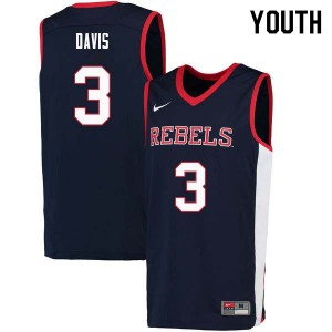 Youth Ole Miss Rebels Terence Davis #3 Navy College Jersey 536306-386