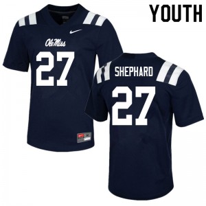 Youth Ole Miss Rebels Urriah Shephard #27 Navy Embroidery Jersey 777181-537