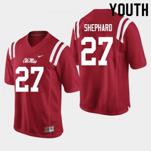 Youth Ole Miss Rebels Urriah Shephard #27 Red Stitch Jersey 177875-145