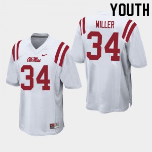 Youth Ole Miss Rebels Zavier Miller #34 Football White Jersey 512860-519